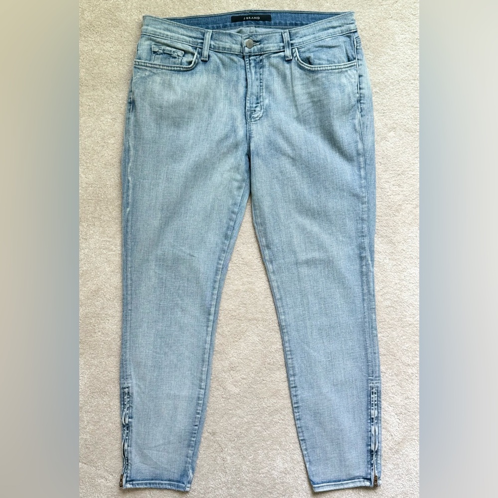 J Brand Women's High Rise Skinny Cropped Blue Denim Jeans - Ankle Zipper - Sz 31
